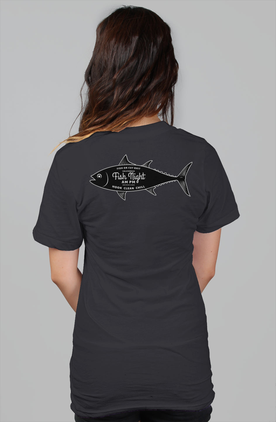 womens relaxed t shirt Fish Night Hook Clean Chill
