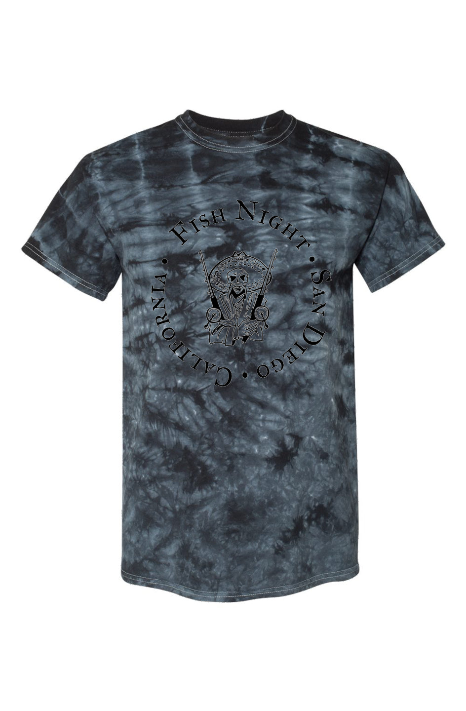 Black Crystal Tie-Dye Tee Fish Night Bandito