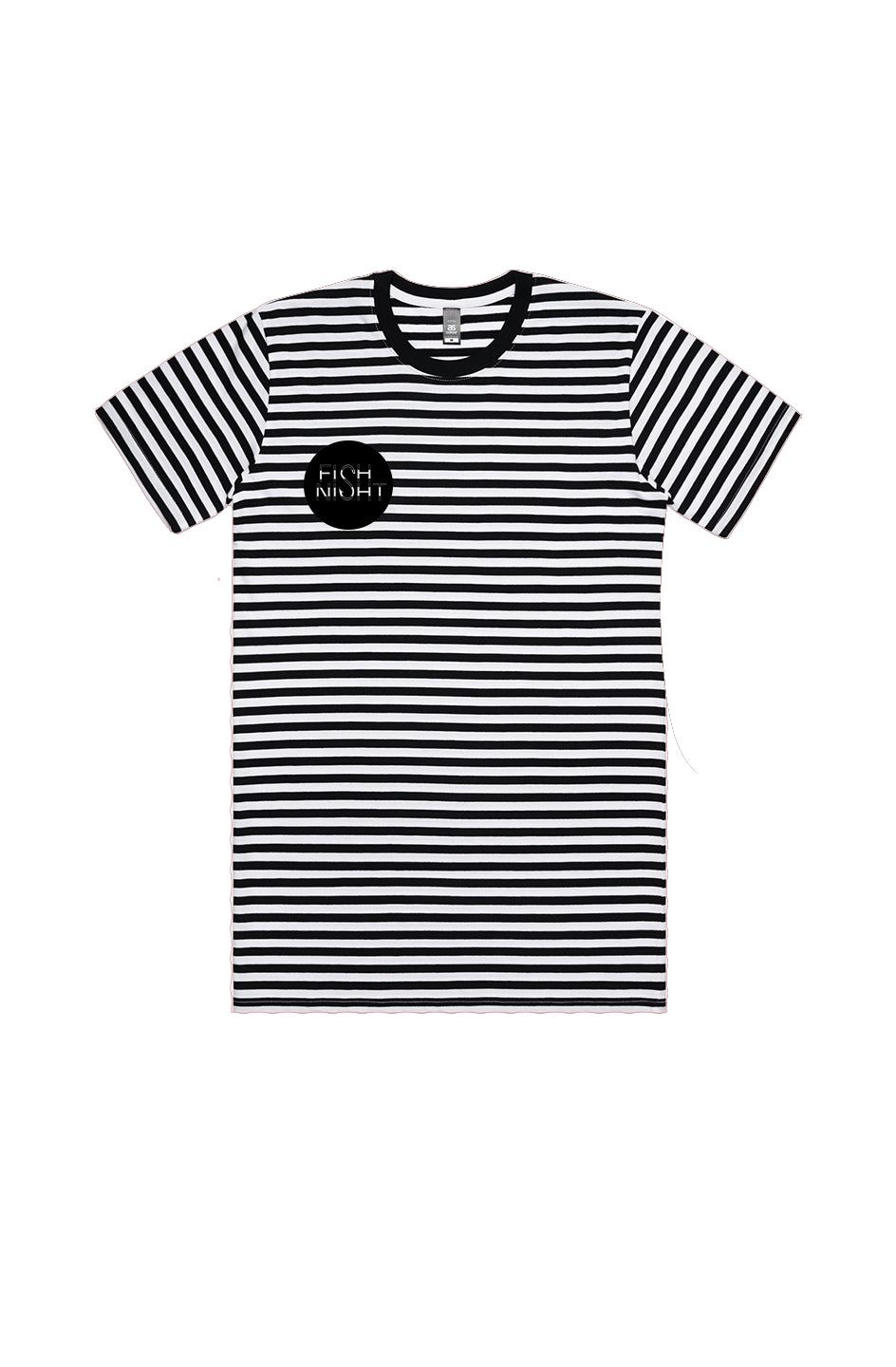 Black White Stripe Tee Fish Night Circle
