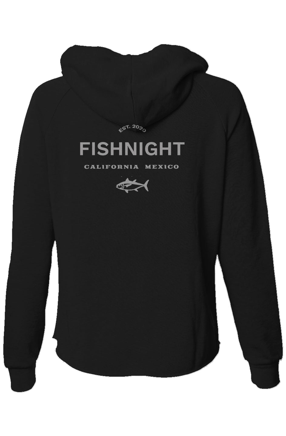 Womens Lightweight Wash Zip Hoodie Fish Night