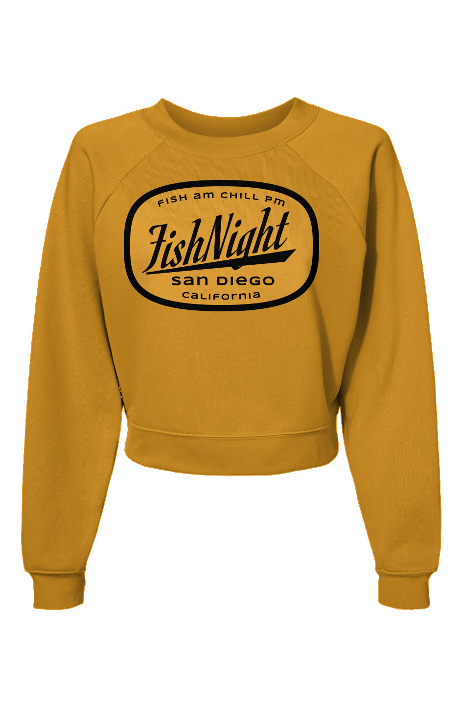 Womens Raglan Pullover Fleece Sweatshirt Fish Nigh