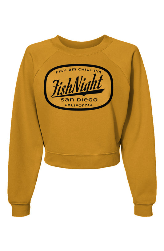 Womens Raglan Pullover Fleece Sweatshirt Fish Nigh